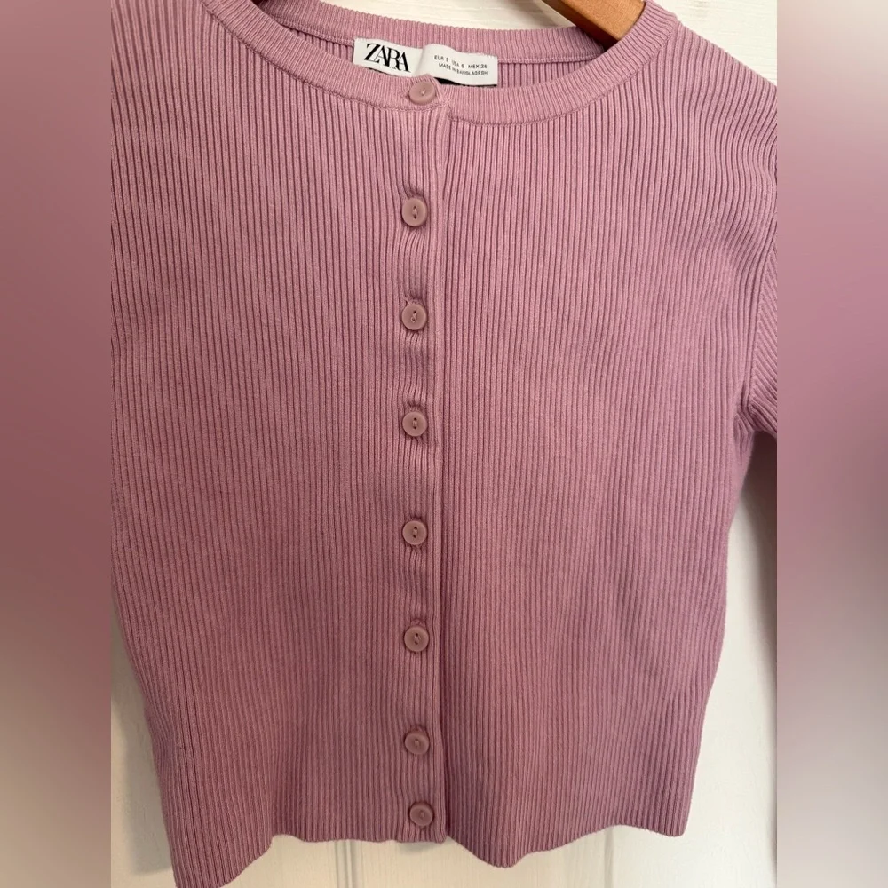 Zara Mauve Ribbed Knit Top - Picture 2 of 4